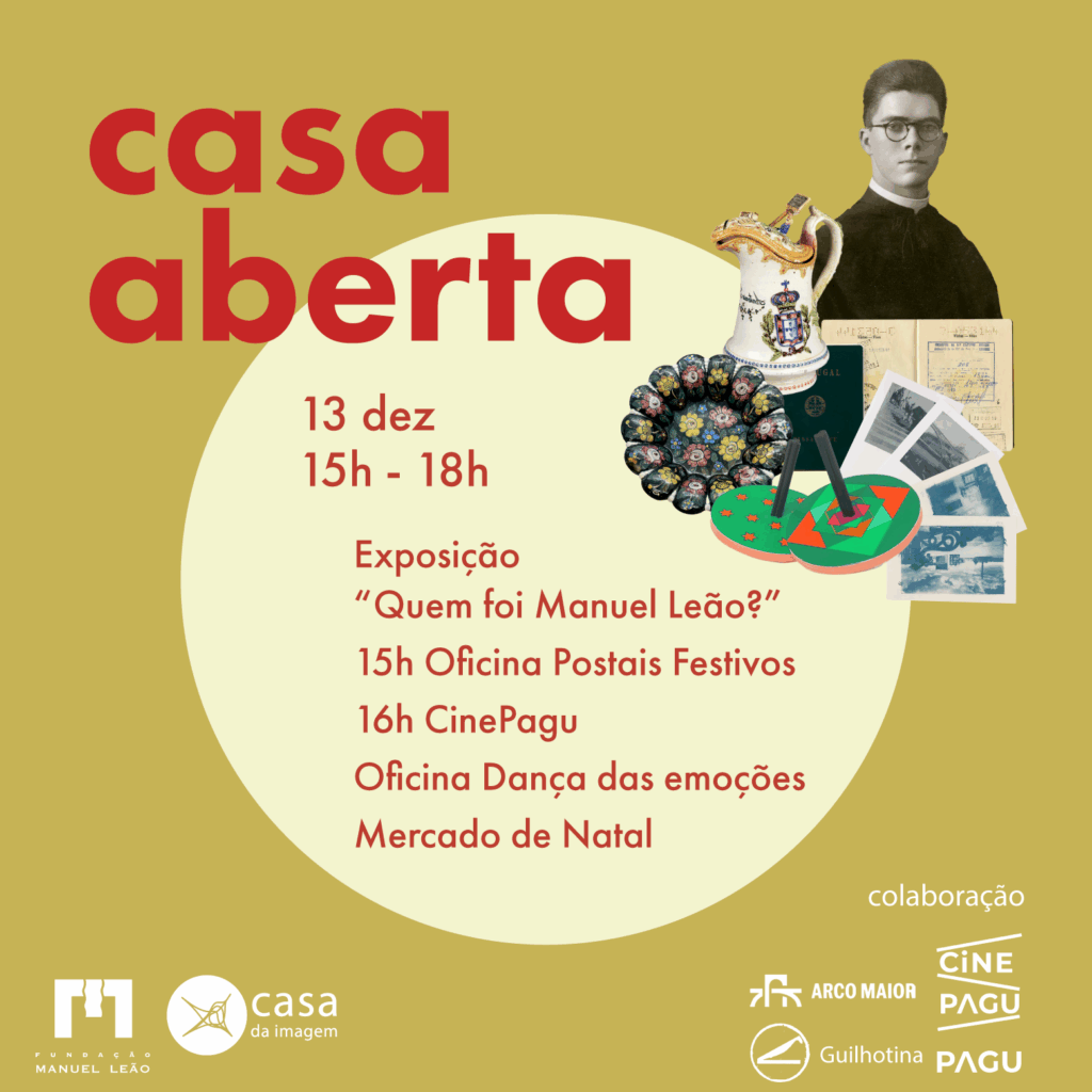 No dia 13 de dezembro, a partir das 15h, abrimos de novo a Casa da Imagem a toda a comunidade. O programa vai contar com um conjunto de atividades, uma exposição, uma sessão de cinema e roda de conversa, oficinas e um Mercado de Natal.